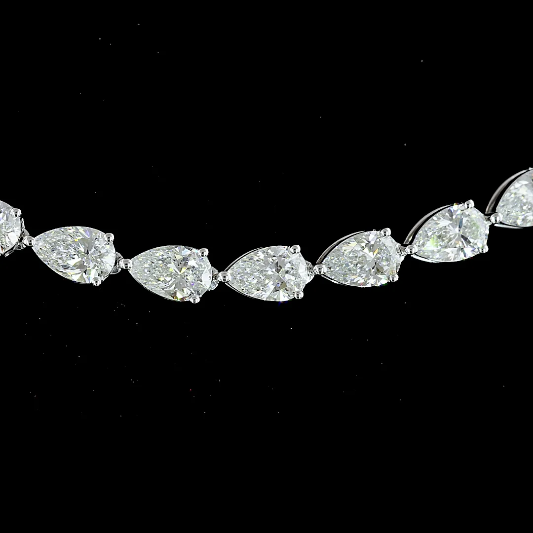 14.62 Cts 14k White Gold Pear Shape Tennis Necklace - Image 3