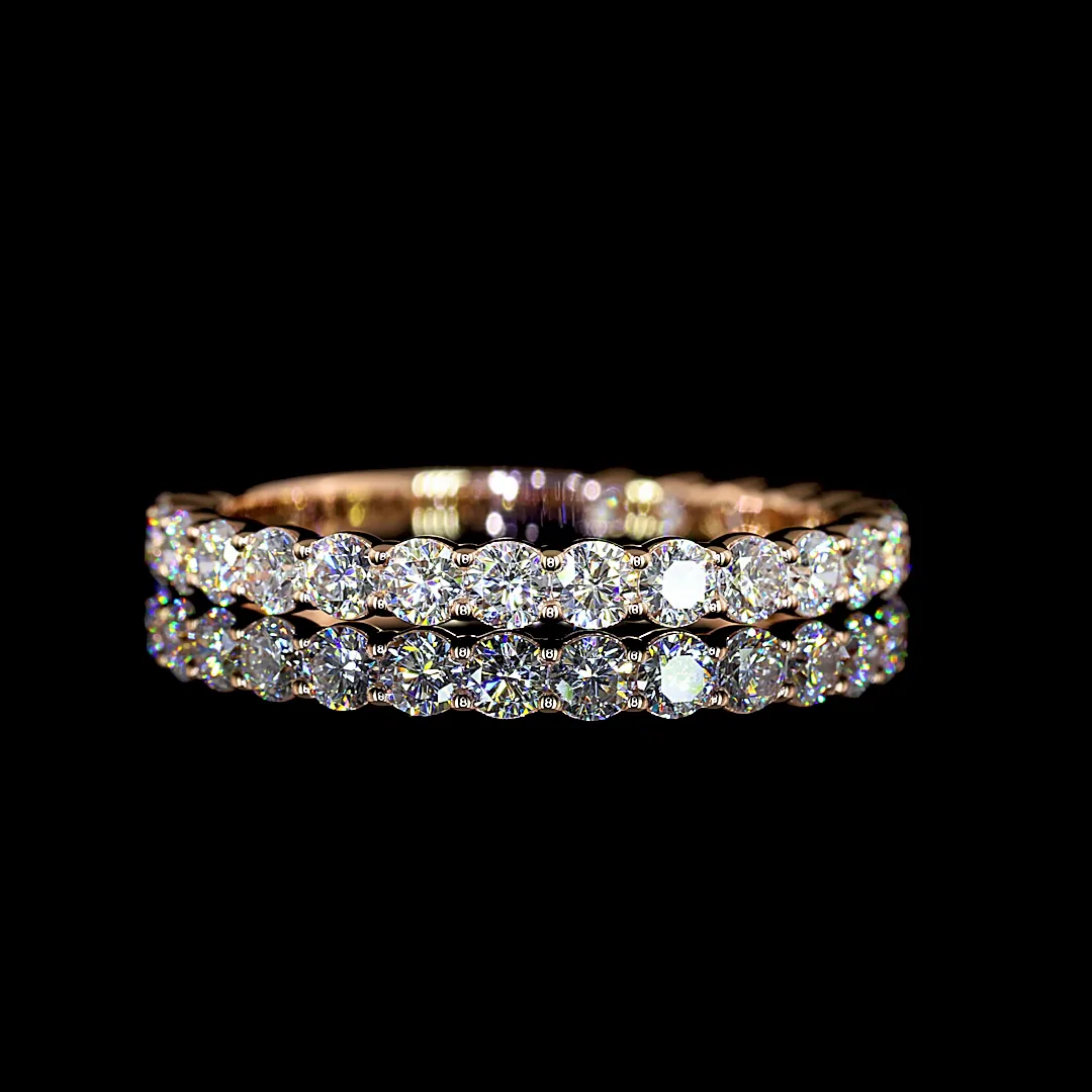 0.98 Cts 14k Rose Gold Round Shape 3/4 Band Eternity Band - Video