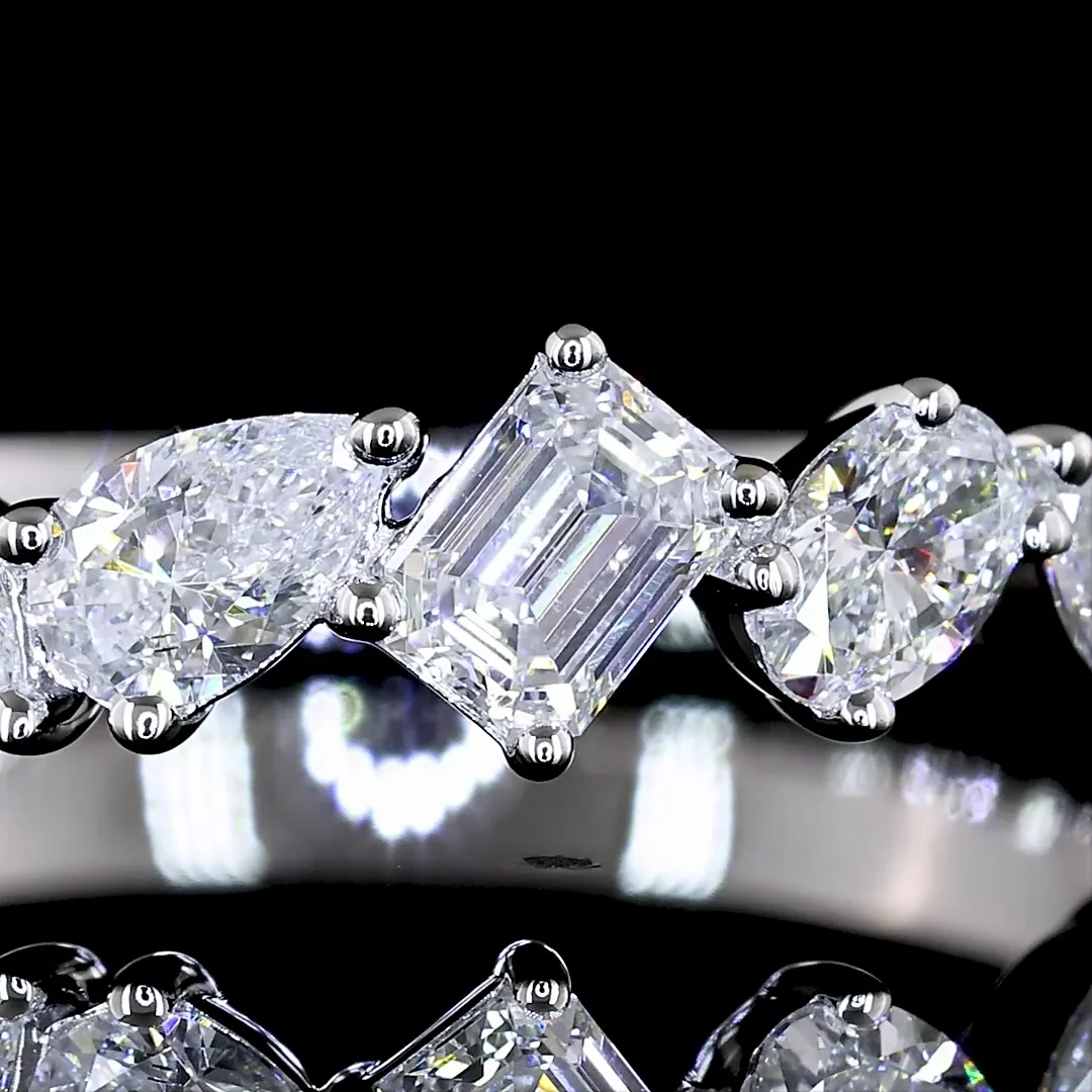 0.79 Cts 14k White Gold Mix Shape Half Eternity Eternity Band - Image 3