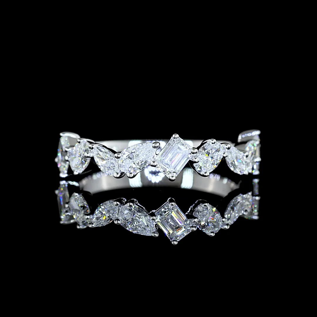0.79 Cts 14k White Gold Mix Shape Half Eternity Eternity Band - Video