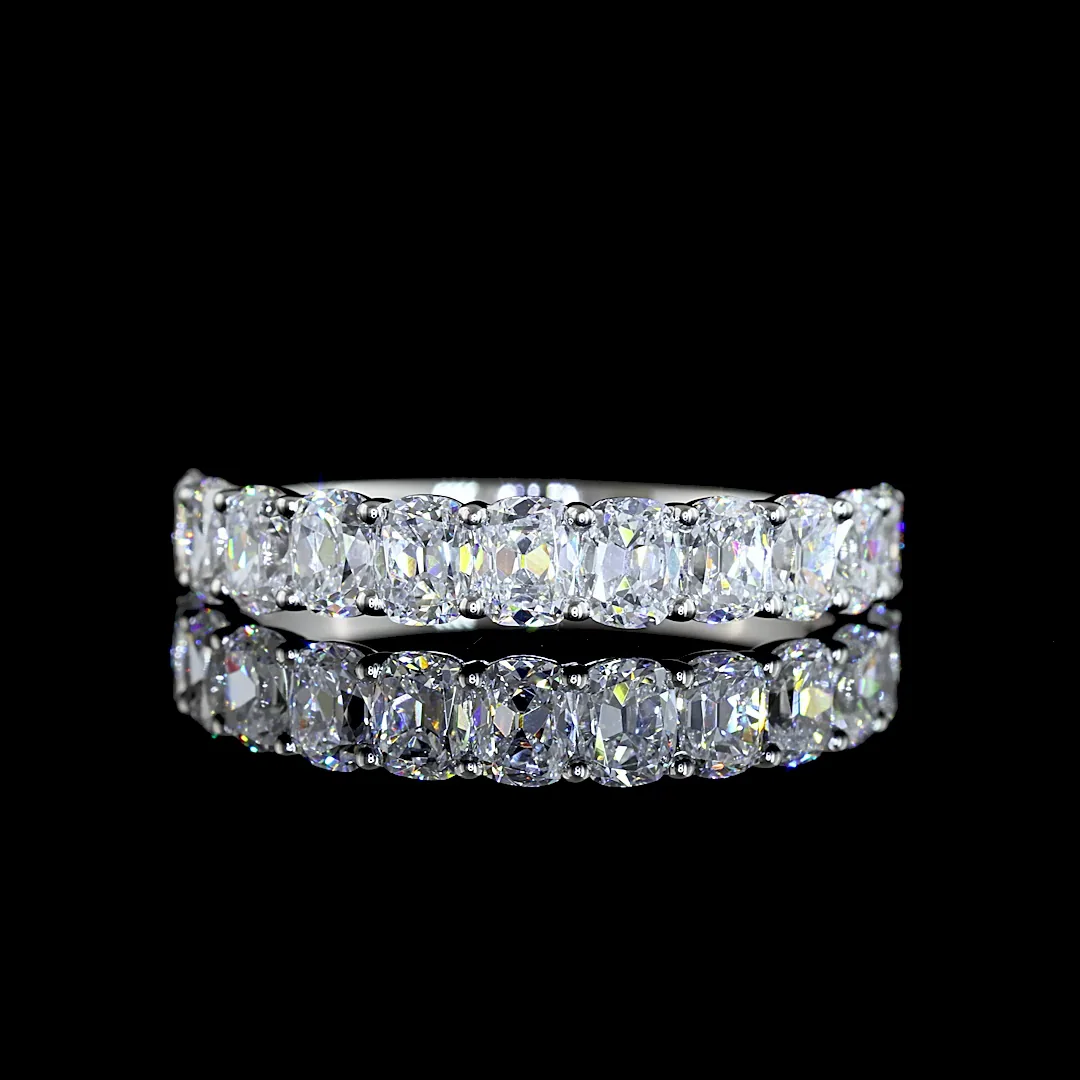 1.78 Cts Platinum Antique Cushion Shape Half Eternity Eternity Band - Video