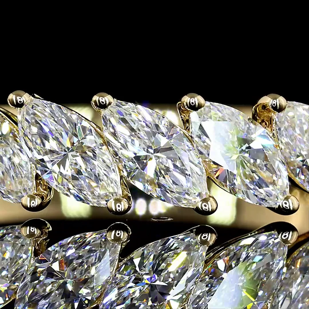 0.98 Cts 14k Yellow Gold Marquise Shape 7 Stones Eternity Band - Image 3