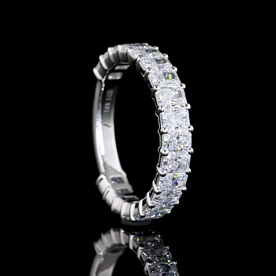 1.9 Cts 14k White Gold Radiant Shape 3/4 Band Eternity Band - Image 2