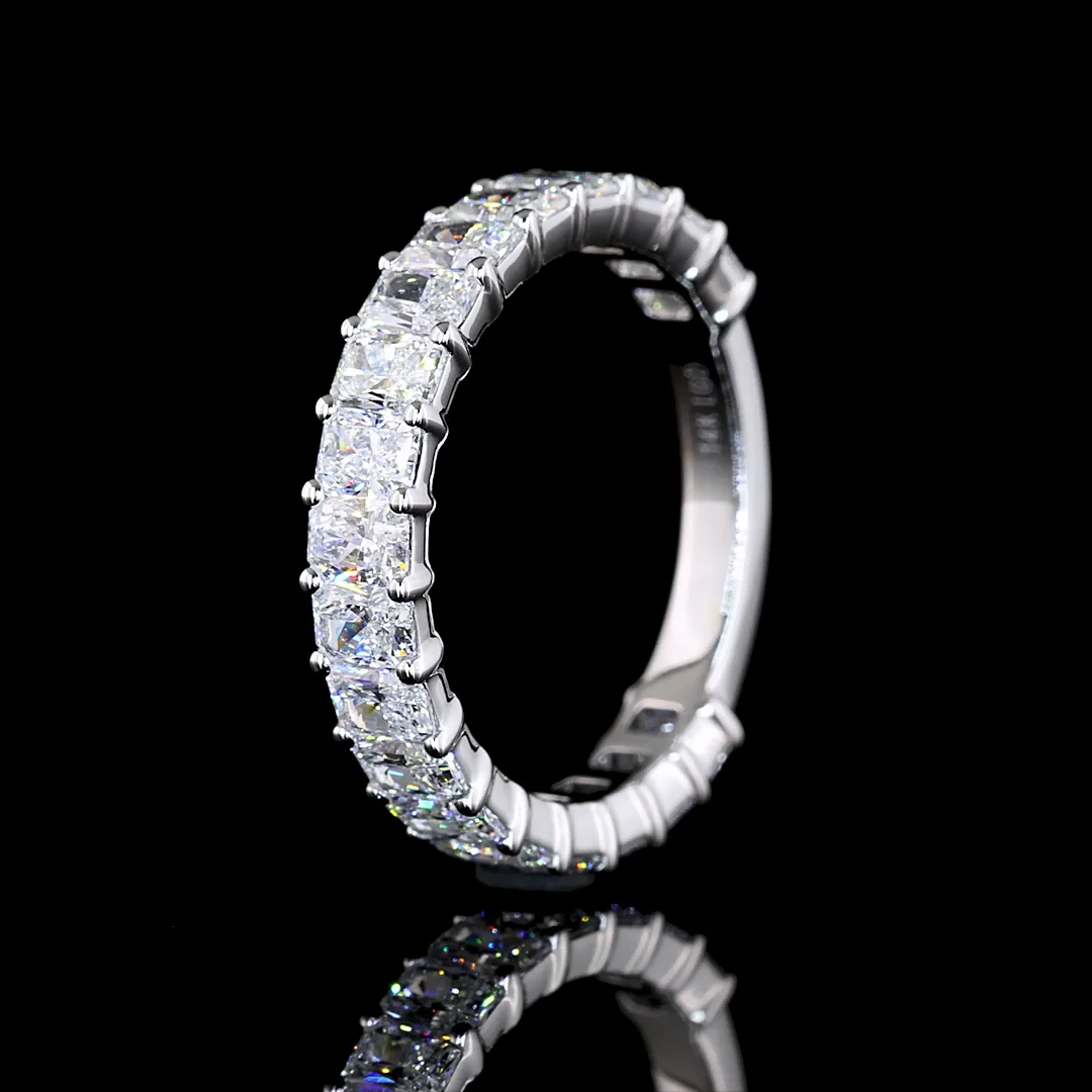 1.9 Cts 14k White Gold Radiant Shape 3/4 Band Eternity Band - Image 4