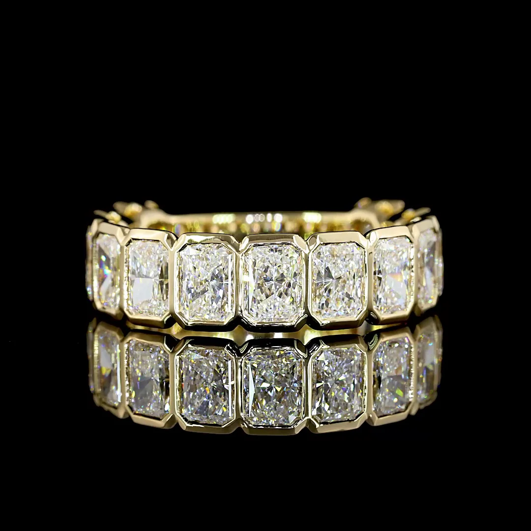4.07 Cts 14k Yellow Gold Radiant Shape 3/4 Band Eternity Band - Video