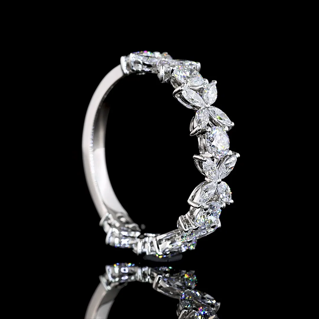 1.54 Cts Platinum Mix Shape 3/4 Band Eternity Band - Image 2