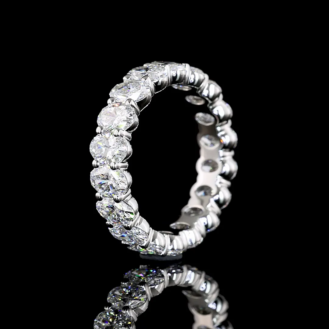 3.46 Cts Platinum Oval Shape Eternity Band Eternity Band - Image 4
