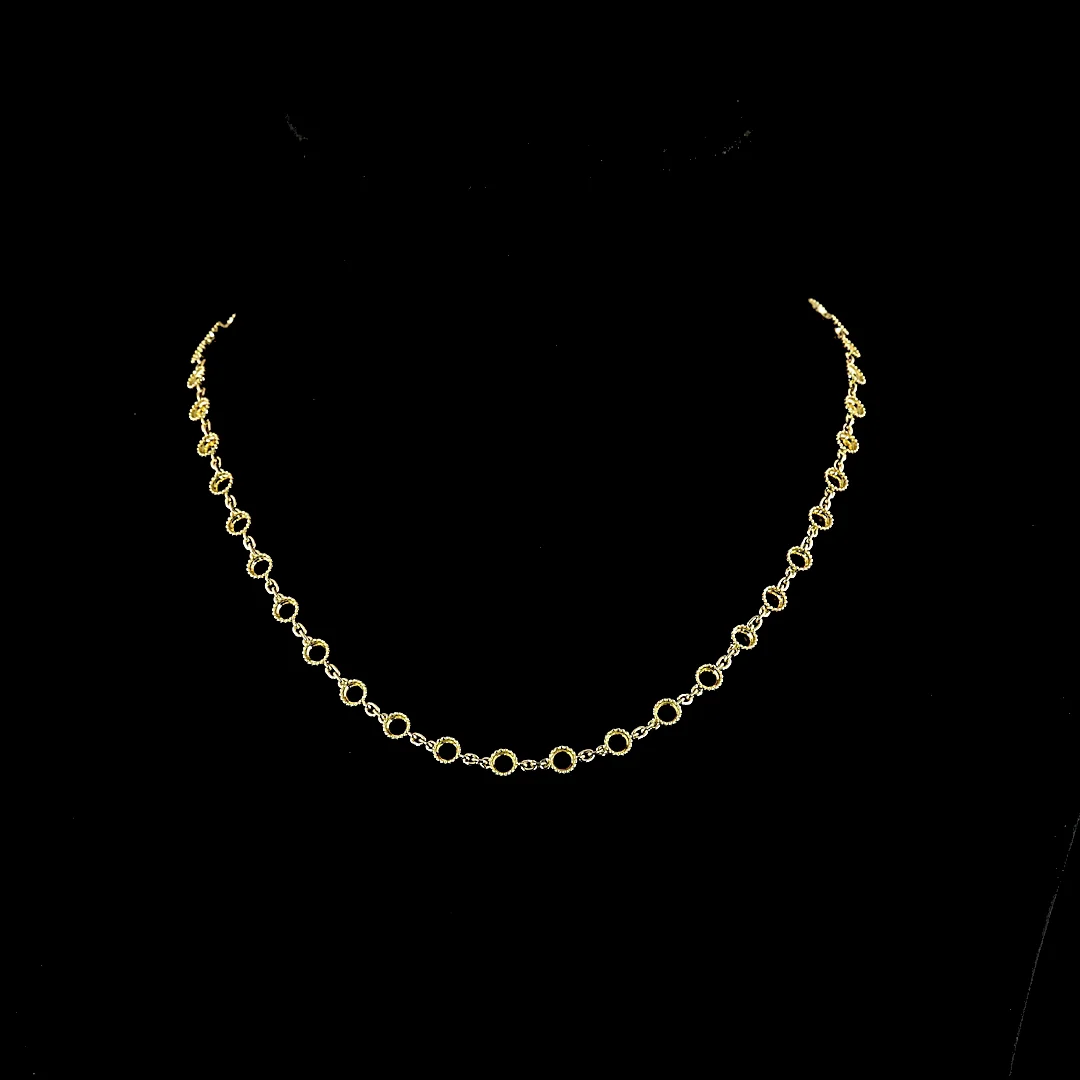 0 Cts 14k Yellow Gold Shape Station Necklace - Image 3