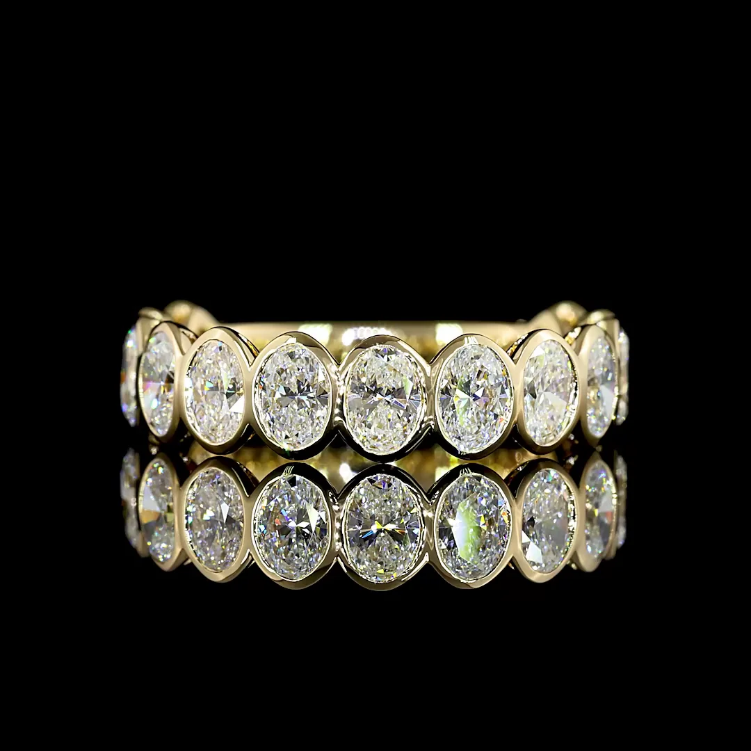 2.05 Cts 14k Yellow Gold Oval Shape 3/4 Band Eternity Band - Video
