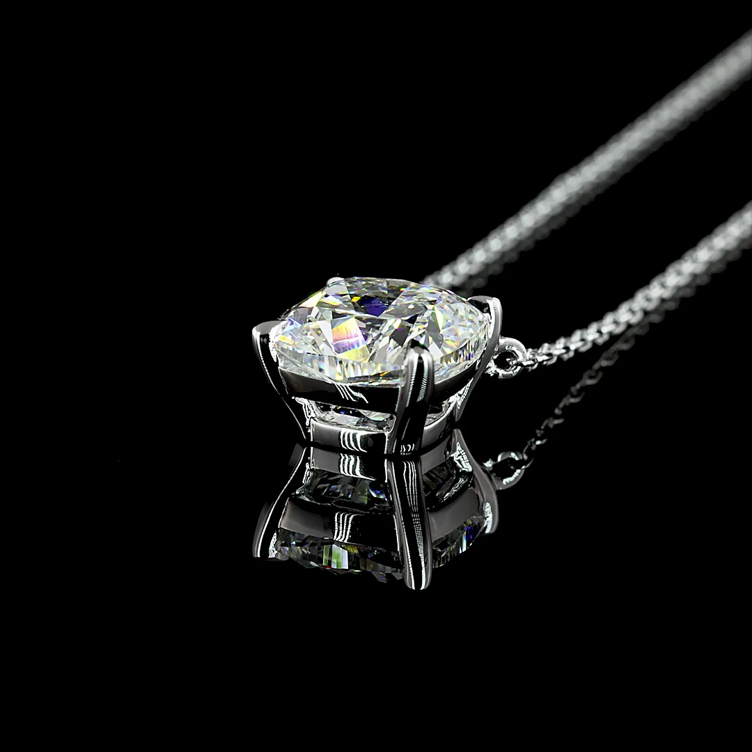 2.32 Cts 14k White Gold Square Cushion Brilliant Shape Solitaire Pendant - Image 4