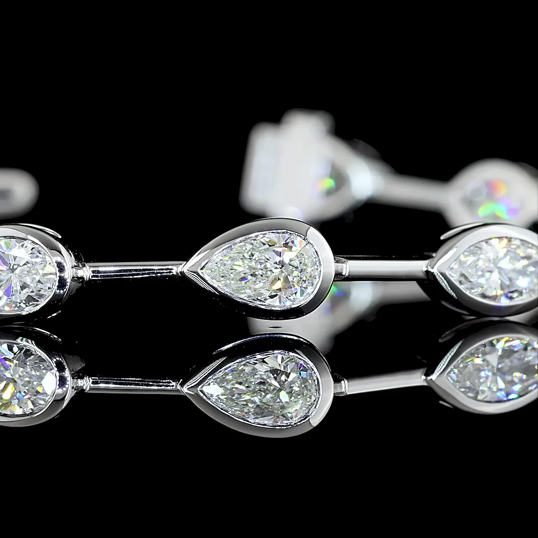 5.4 Cts 14k White Gold Mix Shape Station Bracelet - Image 3