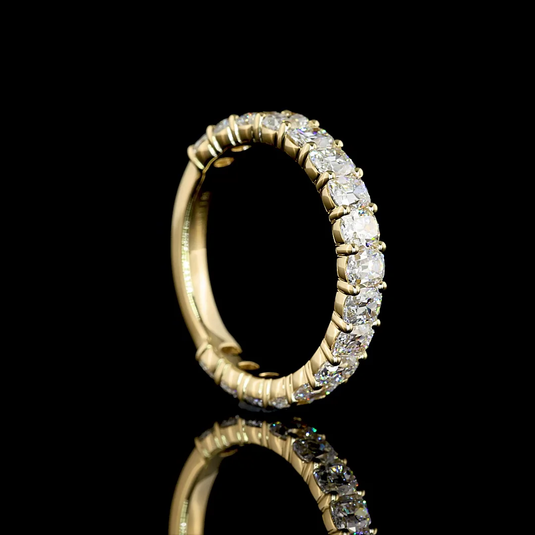 1.85 Cts 14k Yellow Gold Antique Cushion Shape 3/4 Band Eternity Band - Image 2