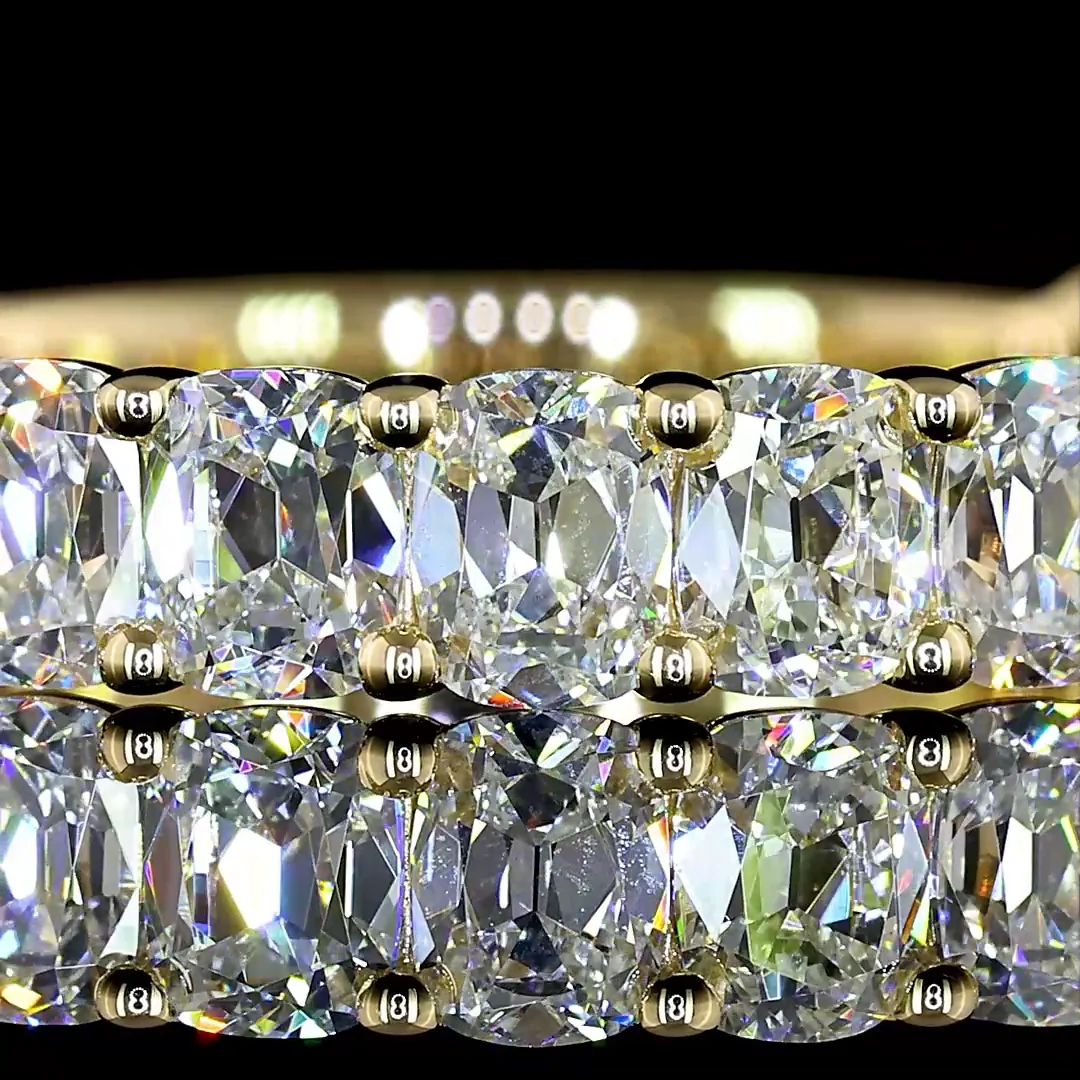 1.85 Cts 14k Yellow Gold Antique Cushion Shape 3/4 Band Eternity Band - Image 3