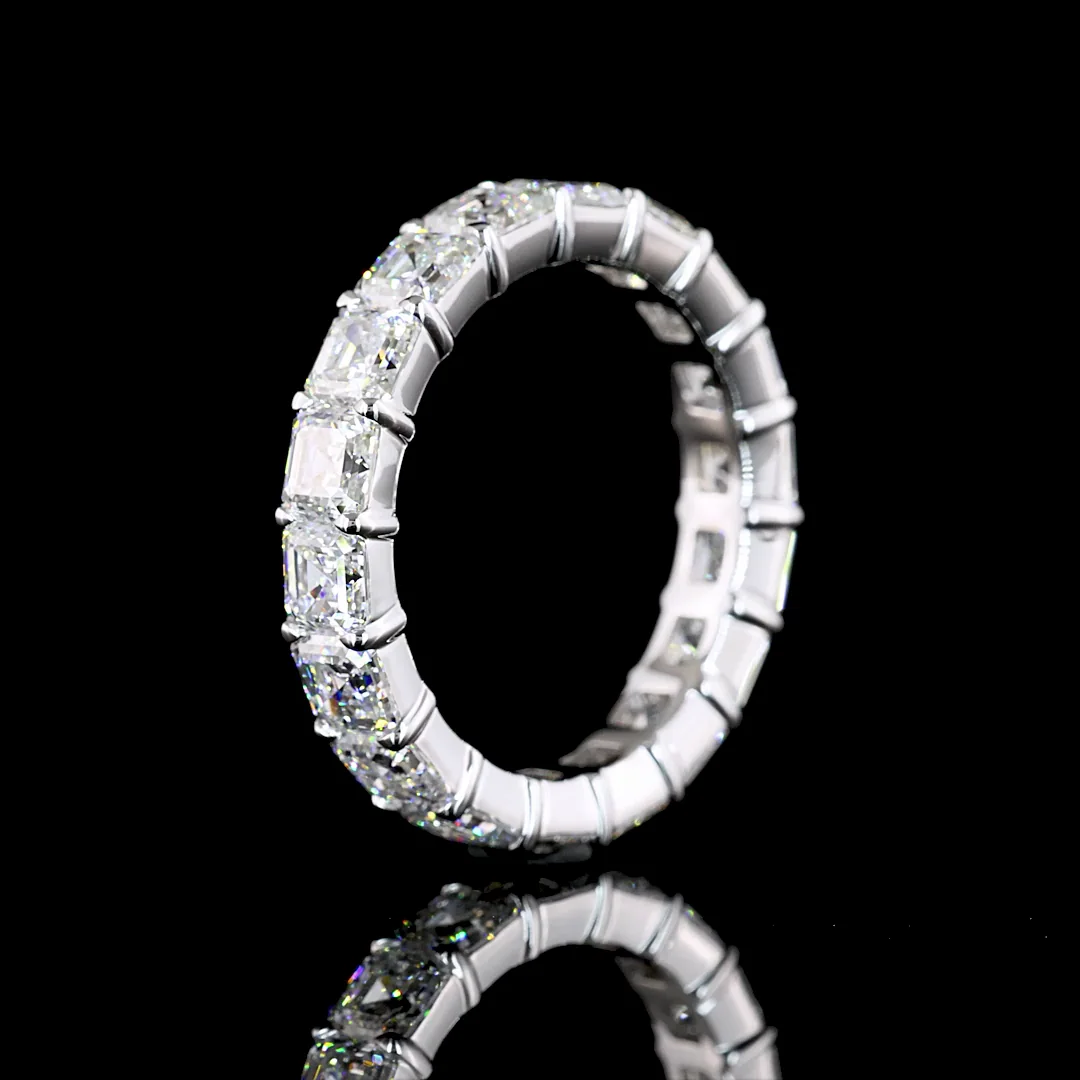5.89 Cts 14k White Gold Asscher Shape Eternity Band Eternity Band - Image 4