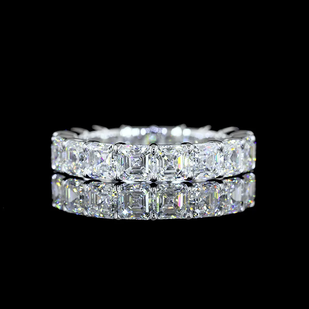 5.89 Cts 14k White Gold Asscher Shape Eternity Band Eternity Band - Video