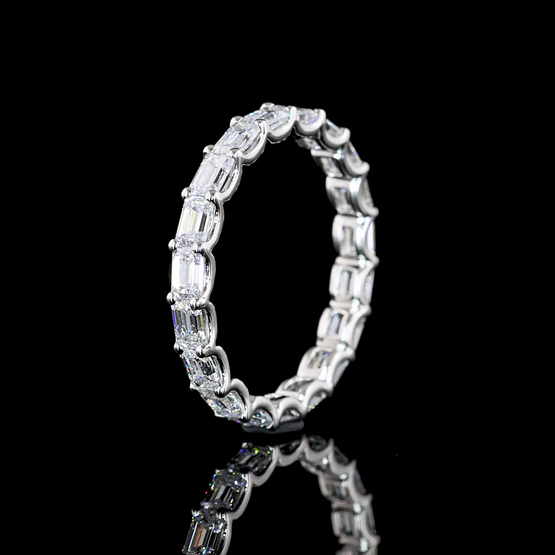 1.83 Cts Platinum Emerald Shape Eternity Band Eternity Band - Image 4