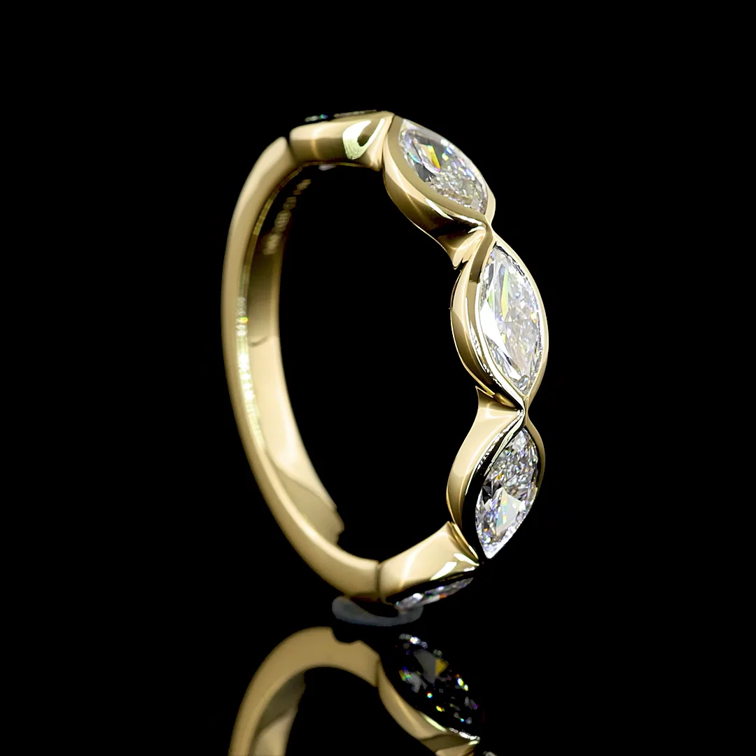 1.04 Cts 14k Yellow Gold Marquise Shape 5 Stones Eternity Band - Image 2