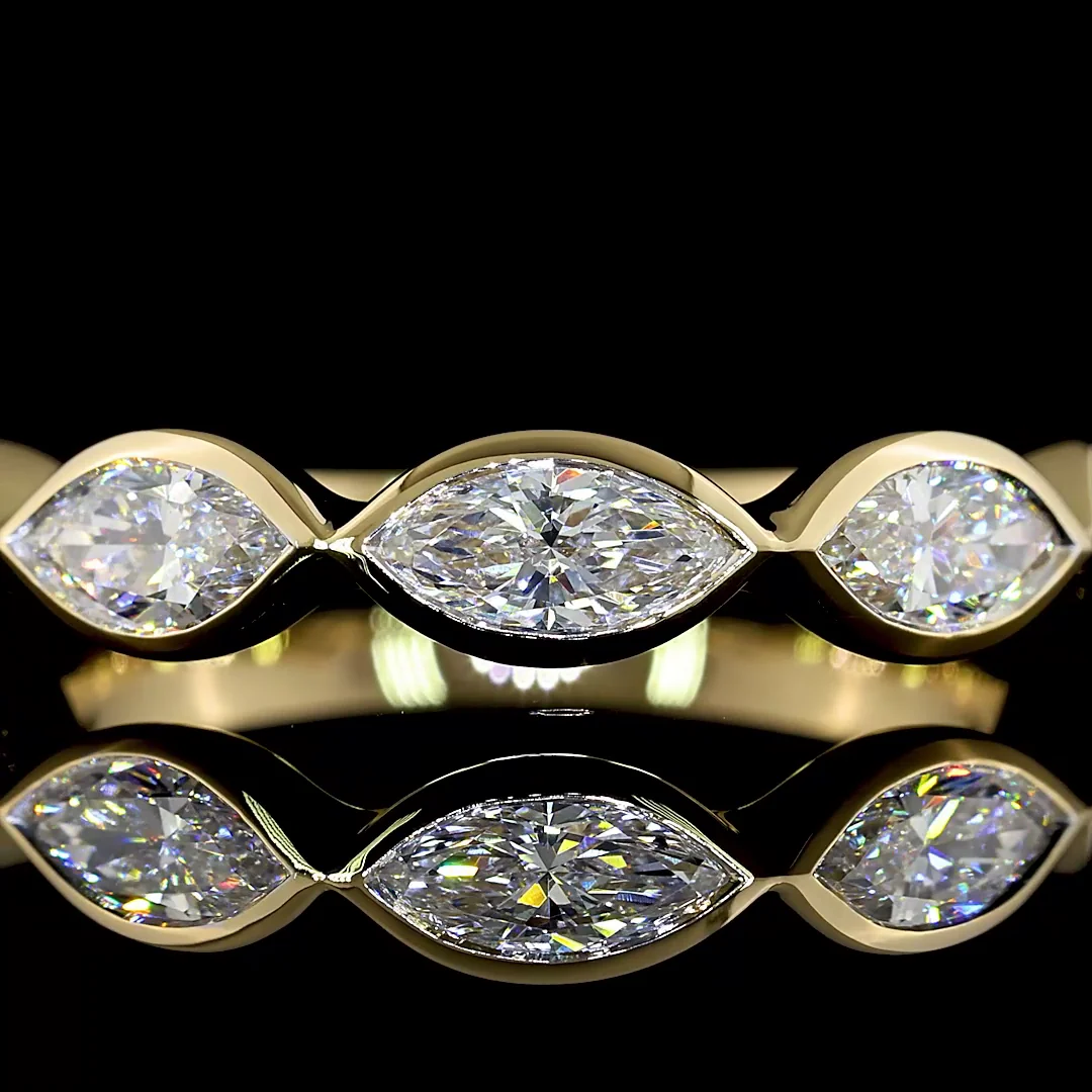 1.04 Cts 14k Yellow Gold Marquise Shape 5 Stones Eternity Band - Image 3