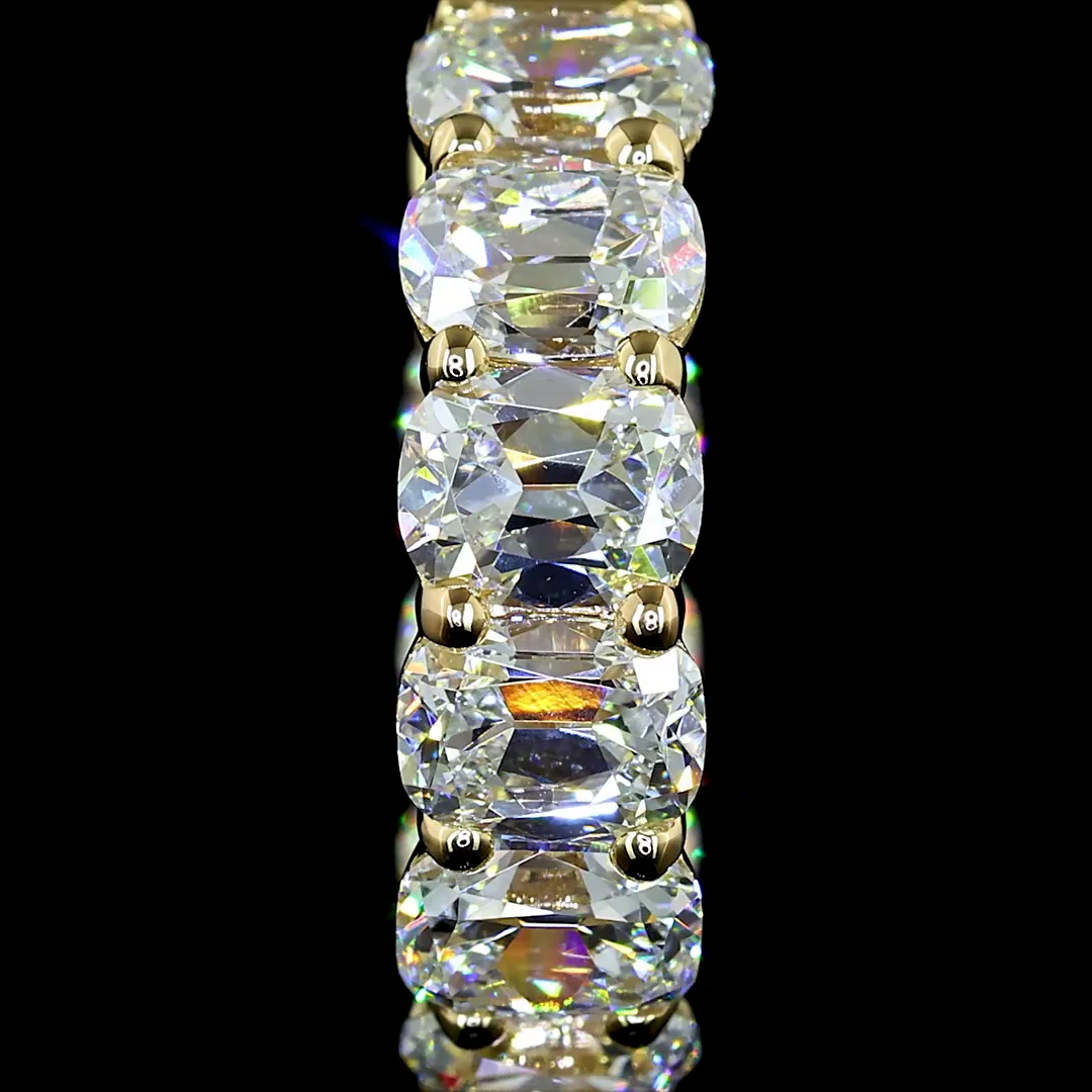 3.88 Cts 14k Yellow Gold Antique Cushion Shape Huggies Earring - Image 3