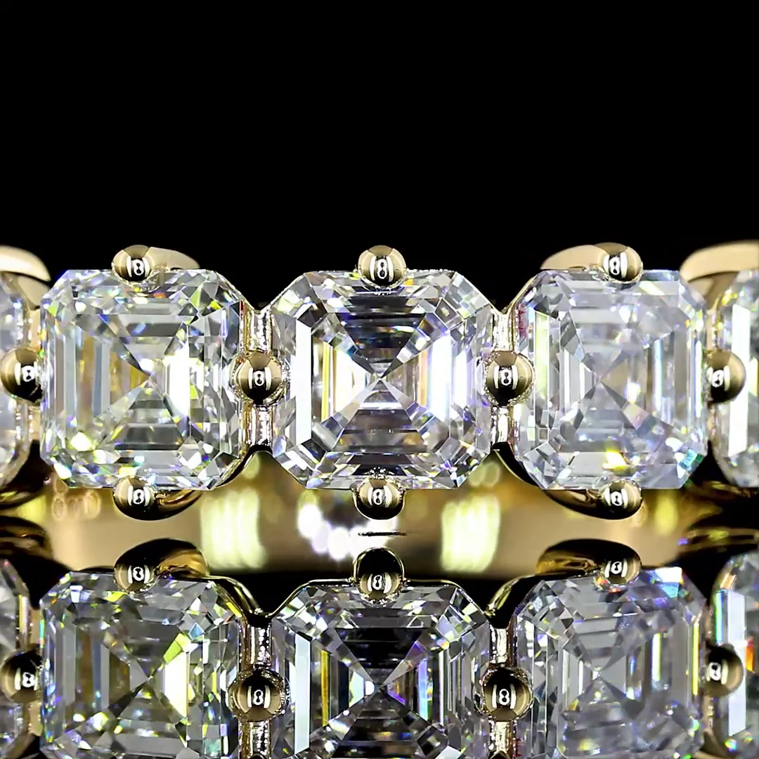 1.53 Cts 14k Yellow Gold Asscher Shape 5 Stones Eternity Band - Image 3