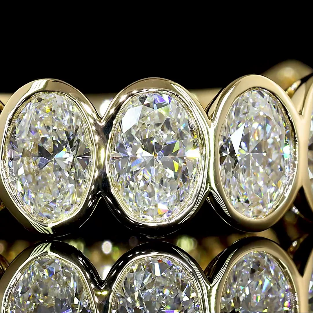 4.1 Cts 14k Yellow Gold Oval Shape 3/4 Band Eternity Band - Image 3