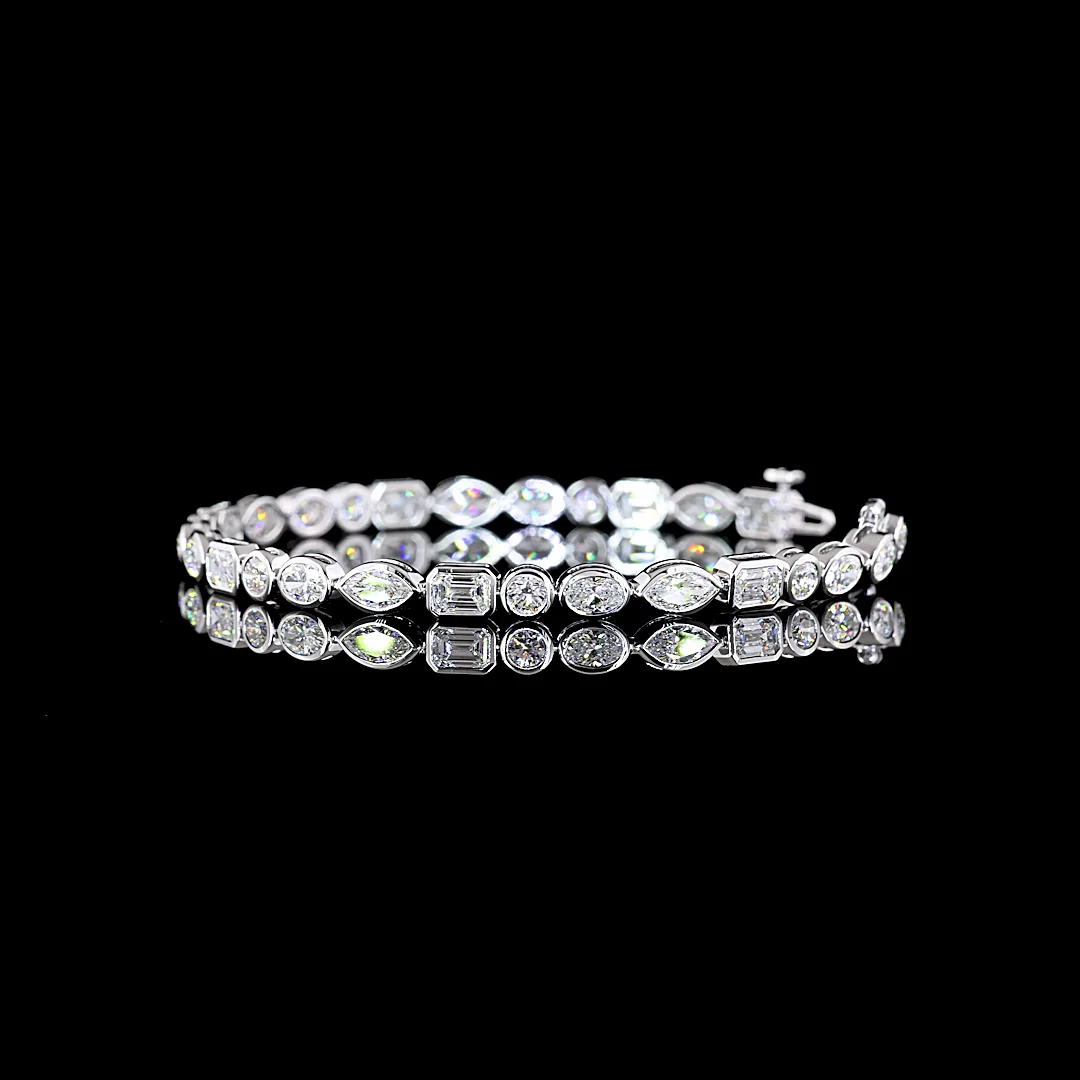 6.9 Cts 14k White Gold Mix Shape Tennis Bracelet - Image 3