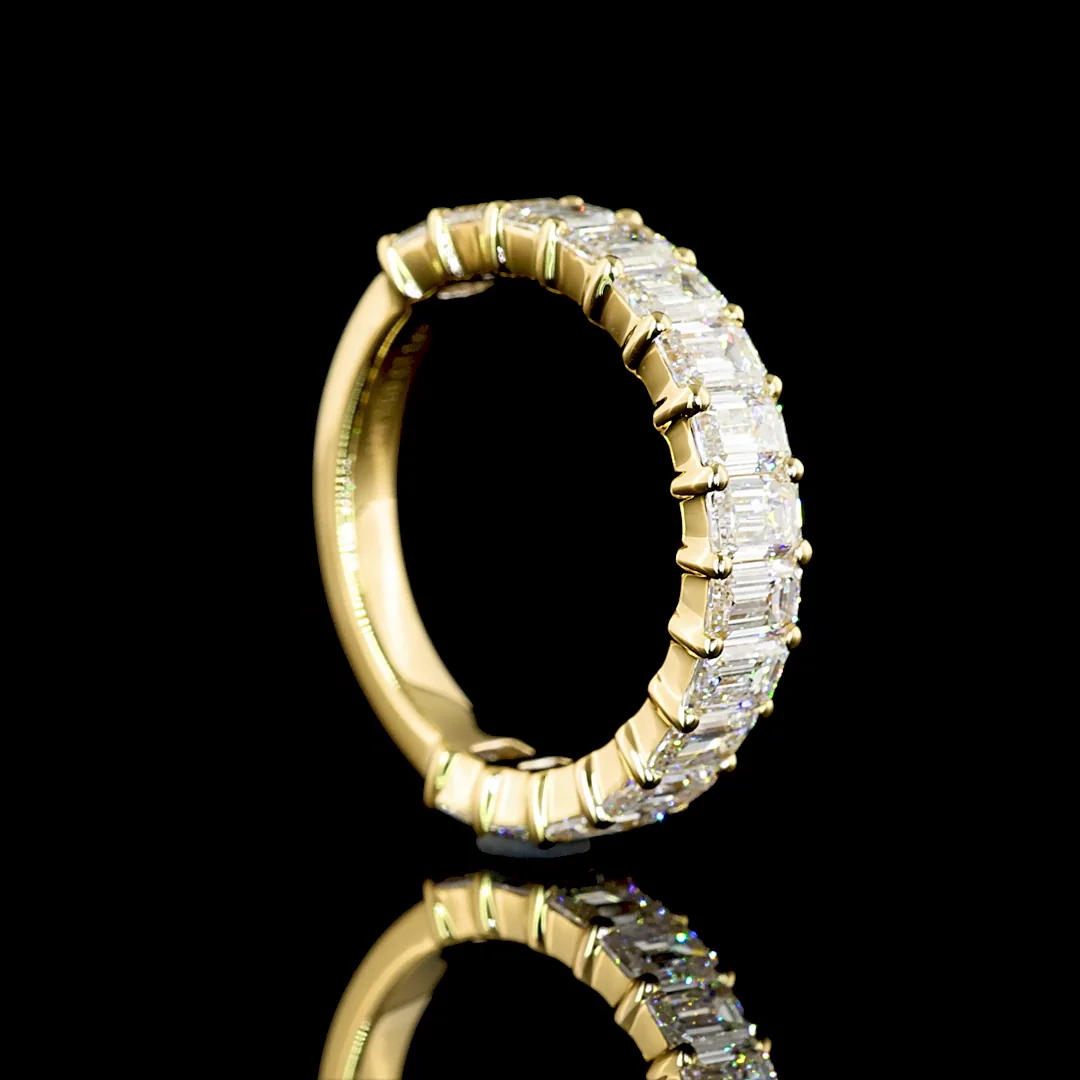 1.7 Cts 18k Yellow Gold Emerald Shape 3/4 Band Eternity Band - Image 2