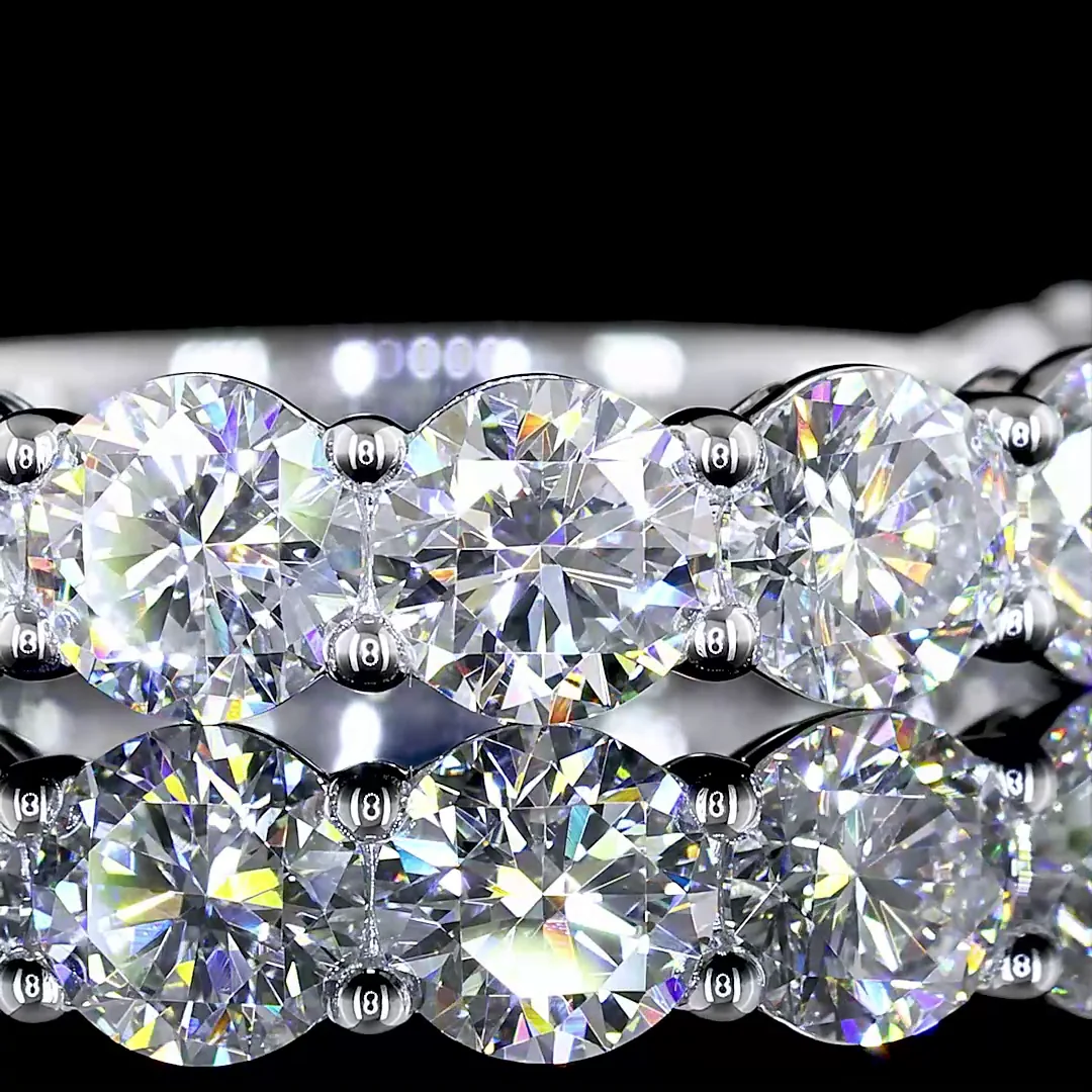 2.98 Cts 14k White Gold Round Shape 3/4 Band Eternity Band - Image 3