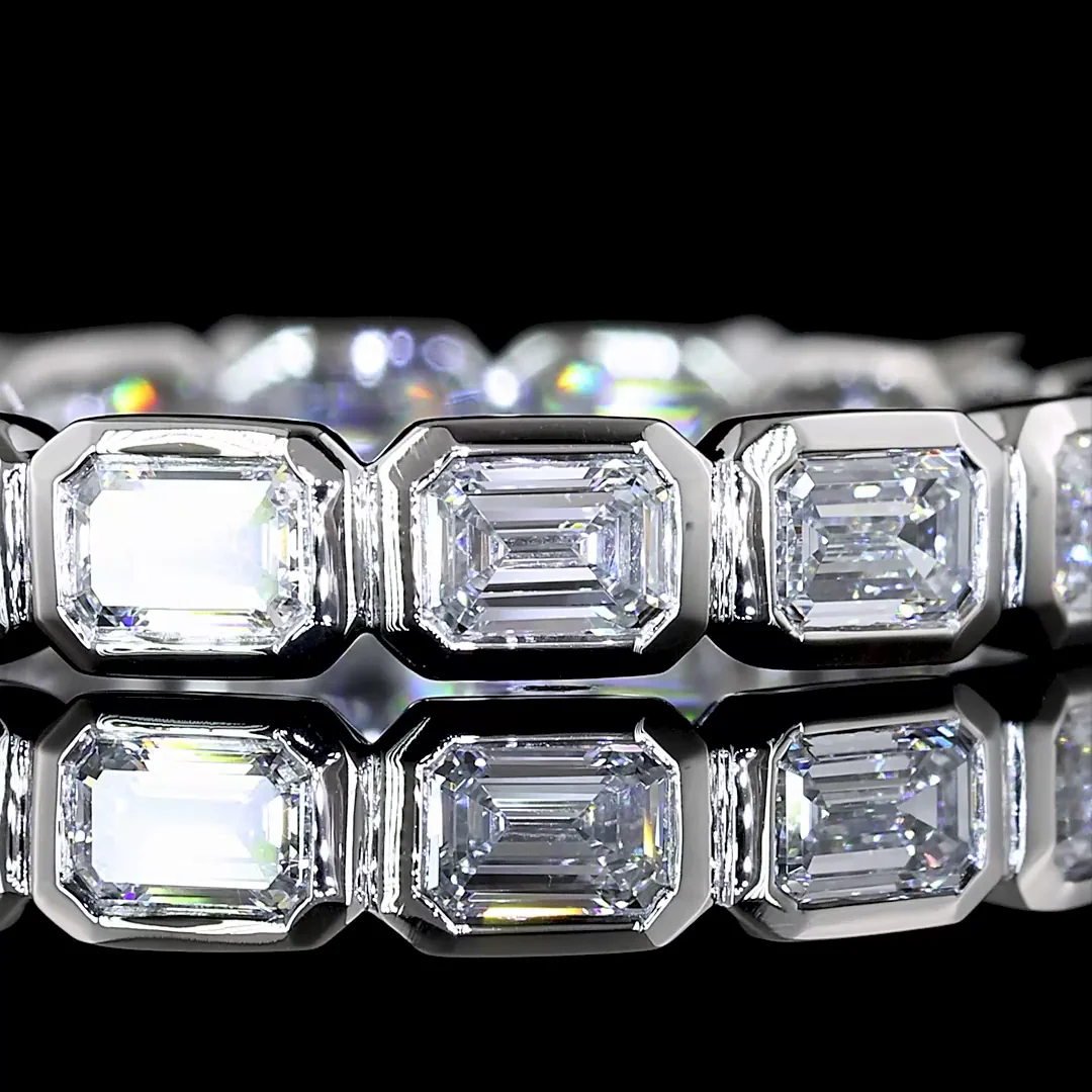 1.34 Cts Platinum Emerald Shape Eternity Band Eternity Band - Image 3