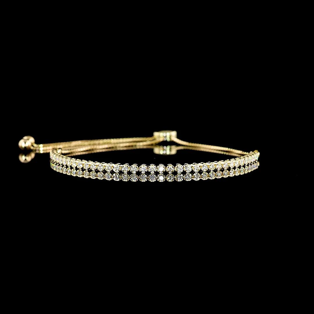 0.81 Cts 14k Yellow Gold Round Shape Tennis Bracelet - Video