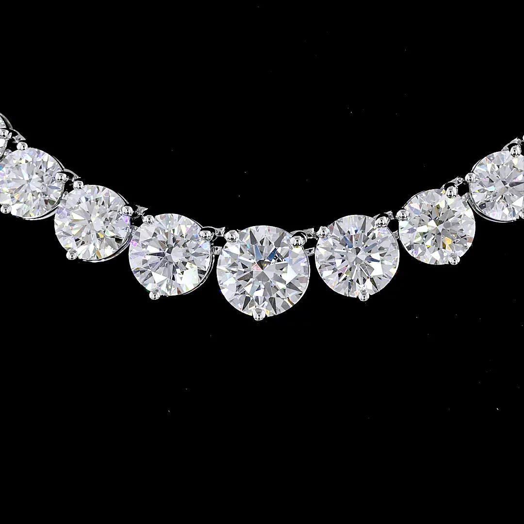 8.9 Cts 14k White Gold Round Shape Riviera Necklace - Image 3