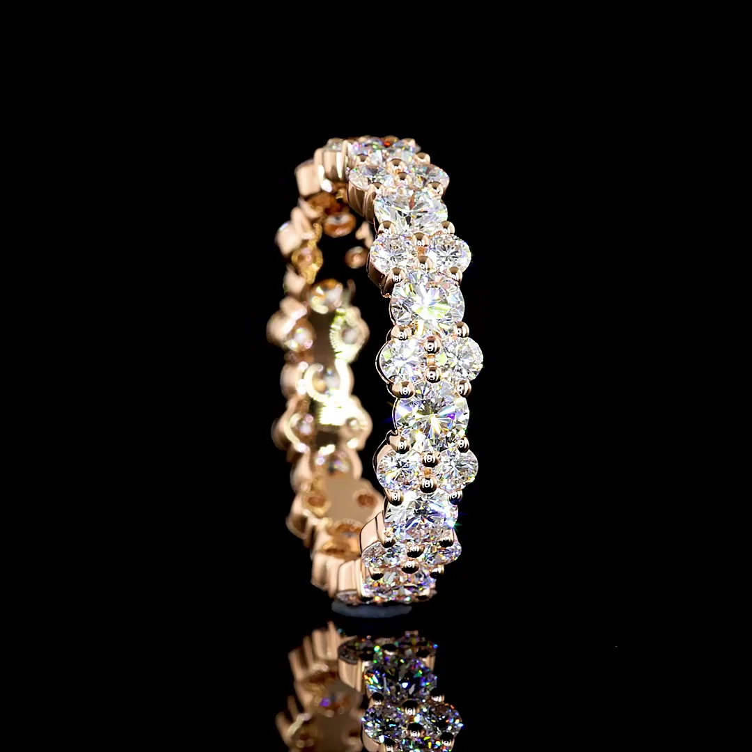 3.04 Cts 14k Rose Gold Round Shape Eternity Band Eternity Band - Image 2