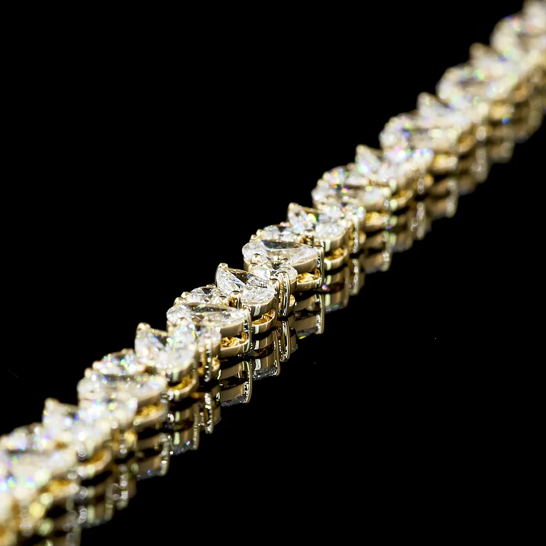 5.12 Cts 14k Yellow Gold Mix Shape Tennis Bracelet - Image 2