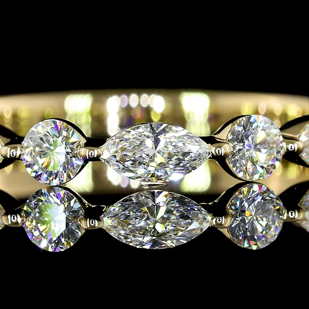 0.82 Cts 14k Yellow Gold Mix Shape 3/4 Band Eternity Band - Image 3