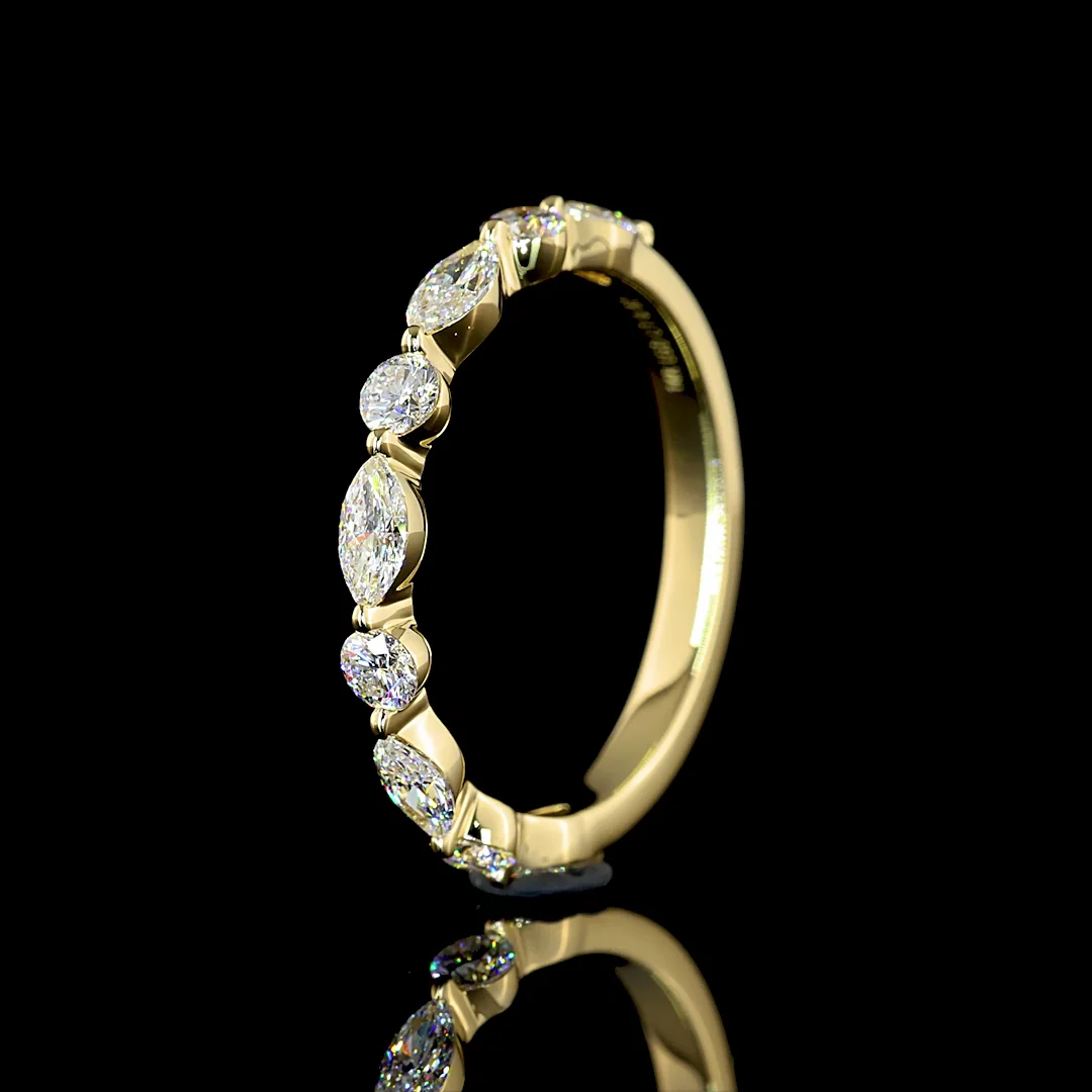 0.82 Cts 14k Yellow Gold Mix Shape 3/4 Band Eternity Band - Image 4