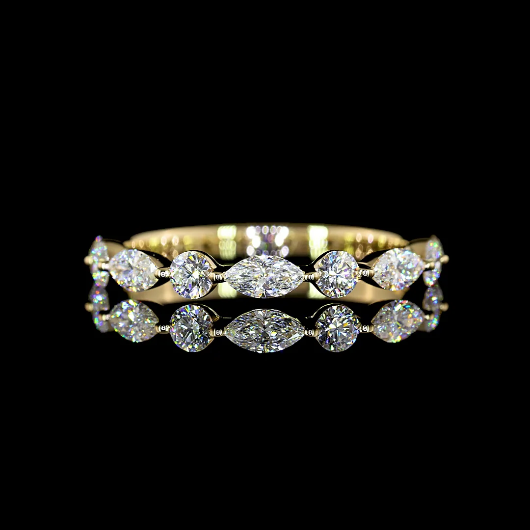 0.82 Cts 14k Yellow Gold Mix Shape 3/4 Band Eternity Band - Video