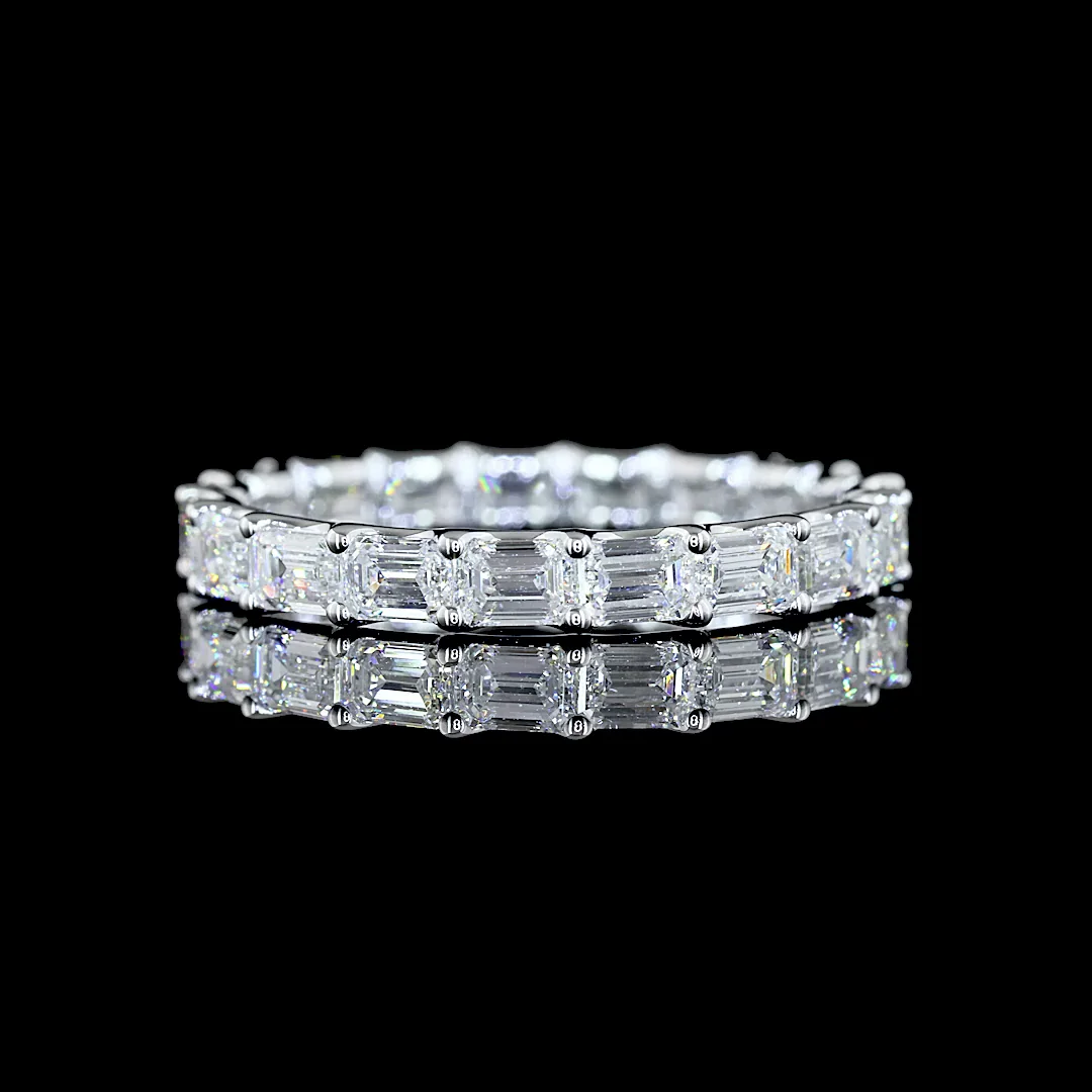 2.23 Cts 14k White Gold Emerald Shape Eternity Band Eternity Band - Video
