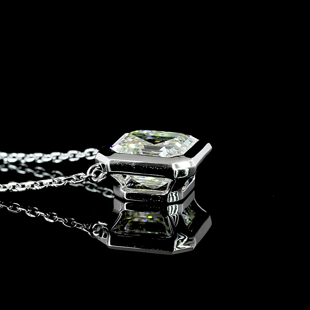2.26 Cts 14k White Gold Asscher Shape Solitaire Pendant - Image 2
