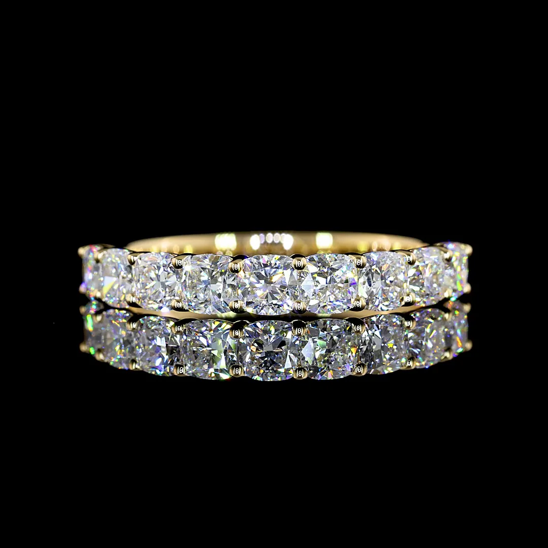1.92 Cts 14k Yellow Gold Square Cushion Brilliant Shape Half Eternity Eternity Band - Video