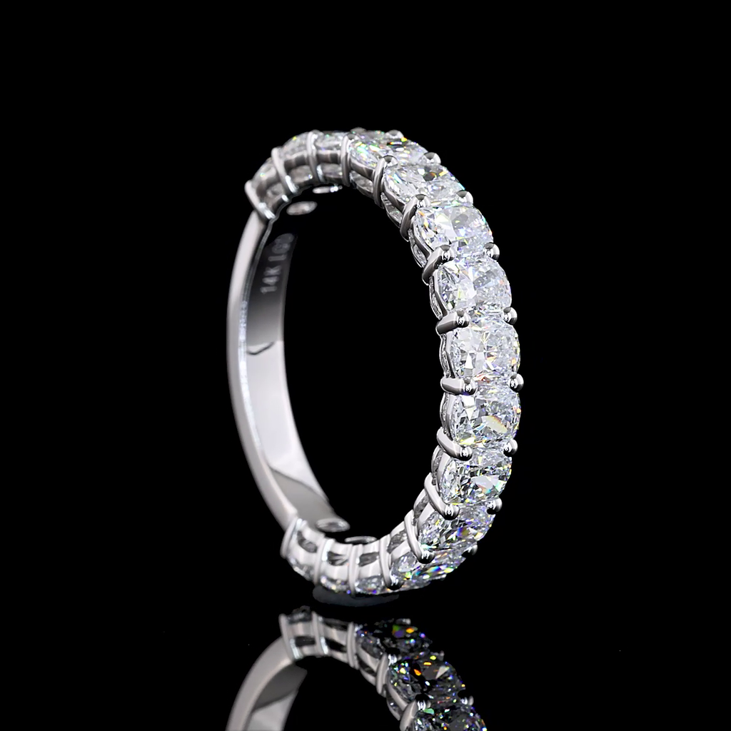 2.69 Cts 14k White Gold Cushion Brilliant Shape 3/4 Band Eternity Band - Image 2