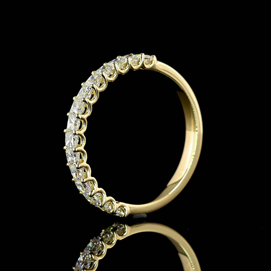 1.07 Cts 14k Yellow Gold Princess Shape Half Eternity Eternity Band - Image 4