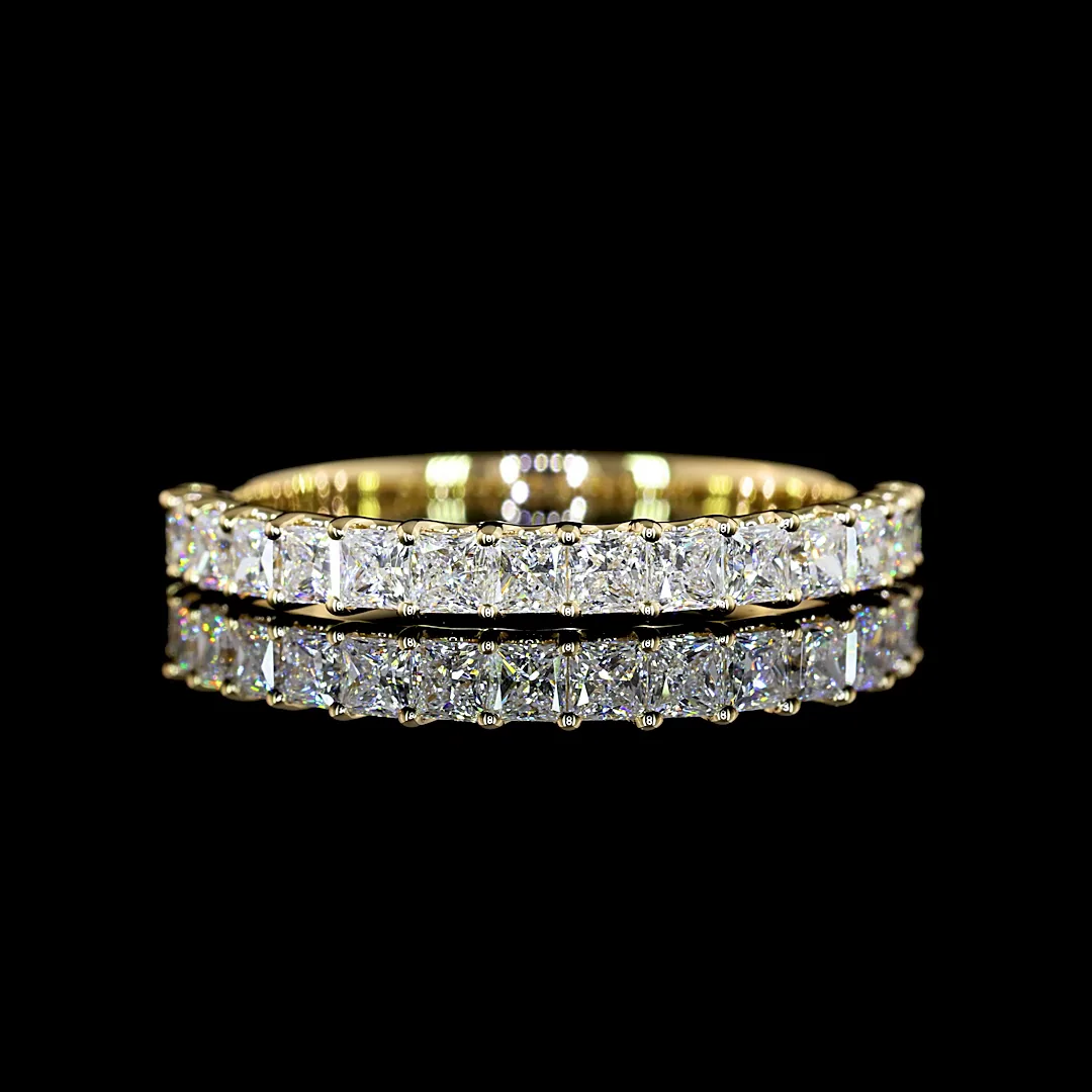 1.07 Cts 14k Yellow Gold Princess Shape Half Eternity Eternity Band - Video