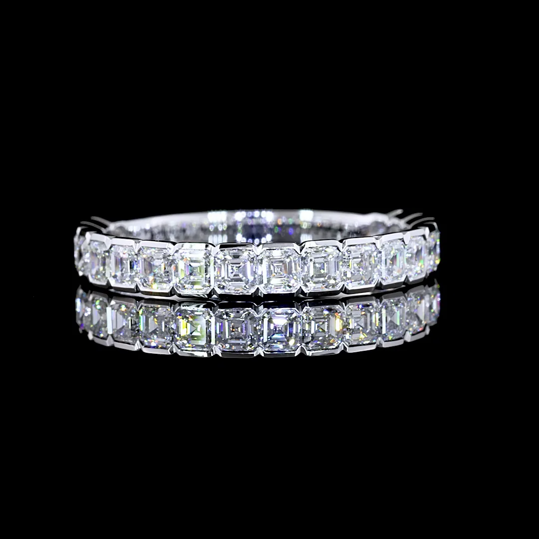 1.45 Cts 14k White Gold Asscher Shape 3/4 Band Eternity Band - Video