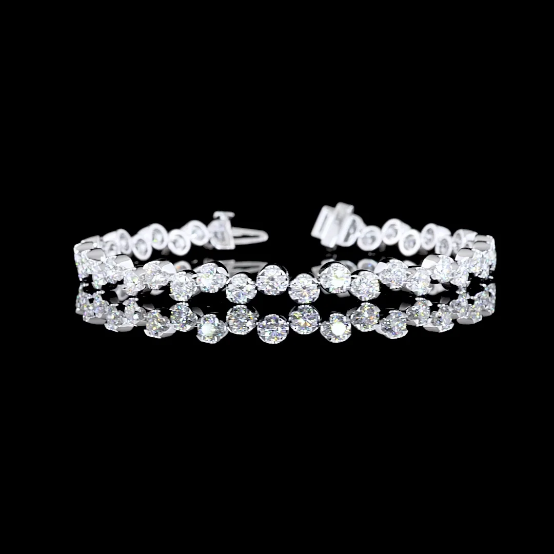 6.72 Cts 14k White Gold Round Shape Tennis Bracelet - Video