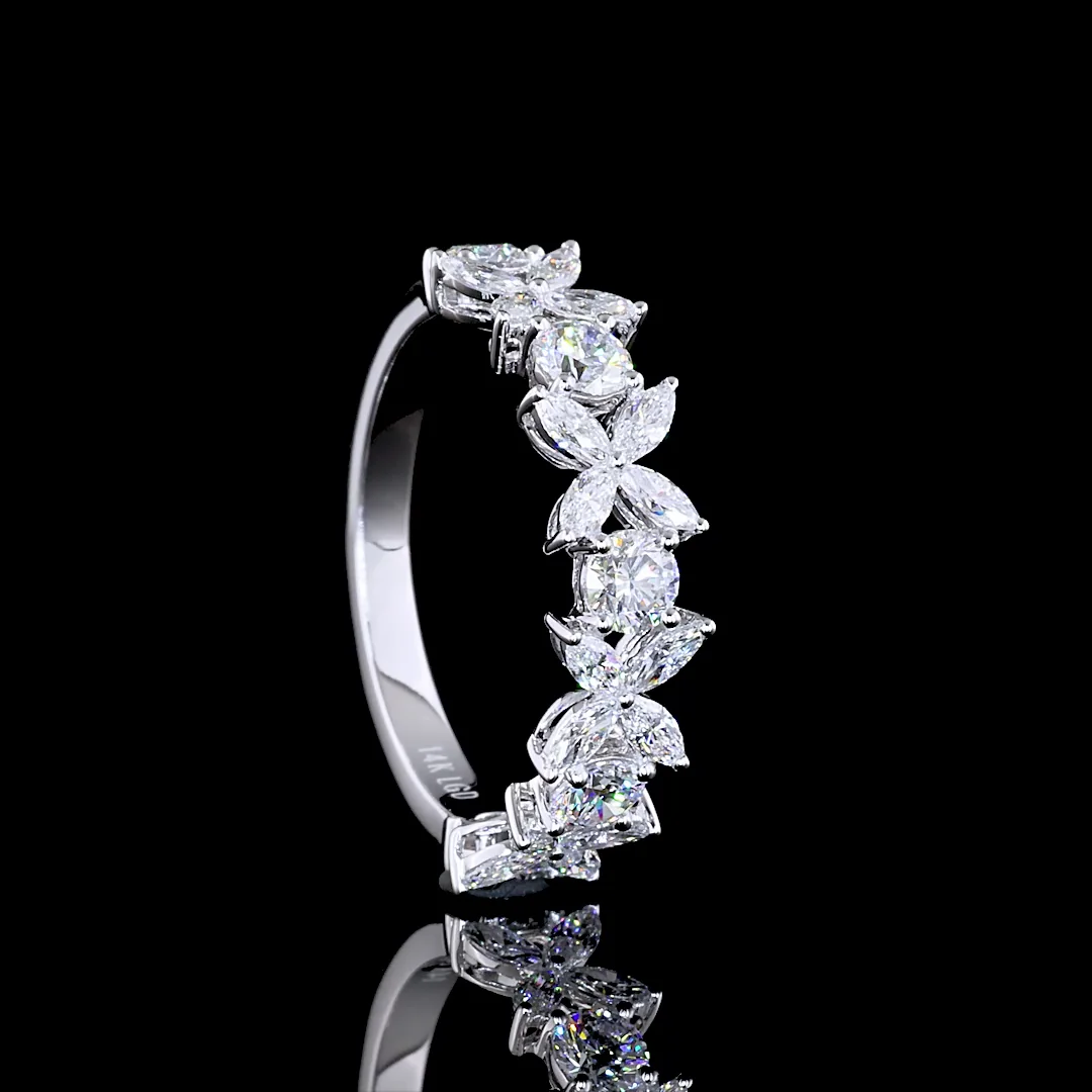 1.32 Cts 14k White Gold Marquise Shape Half Eternity Eternity Band - Image 2