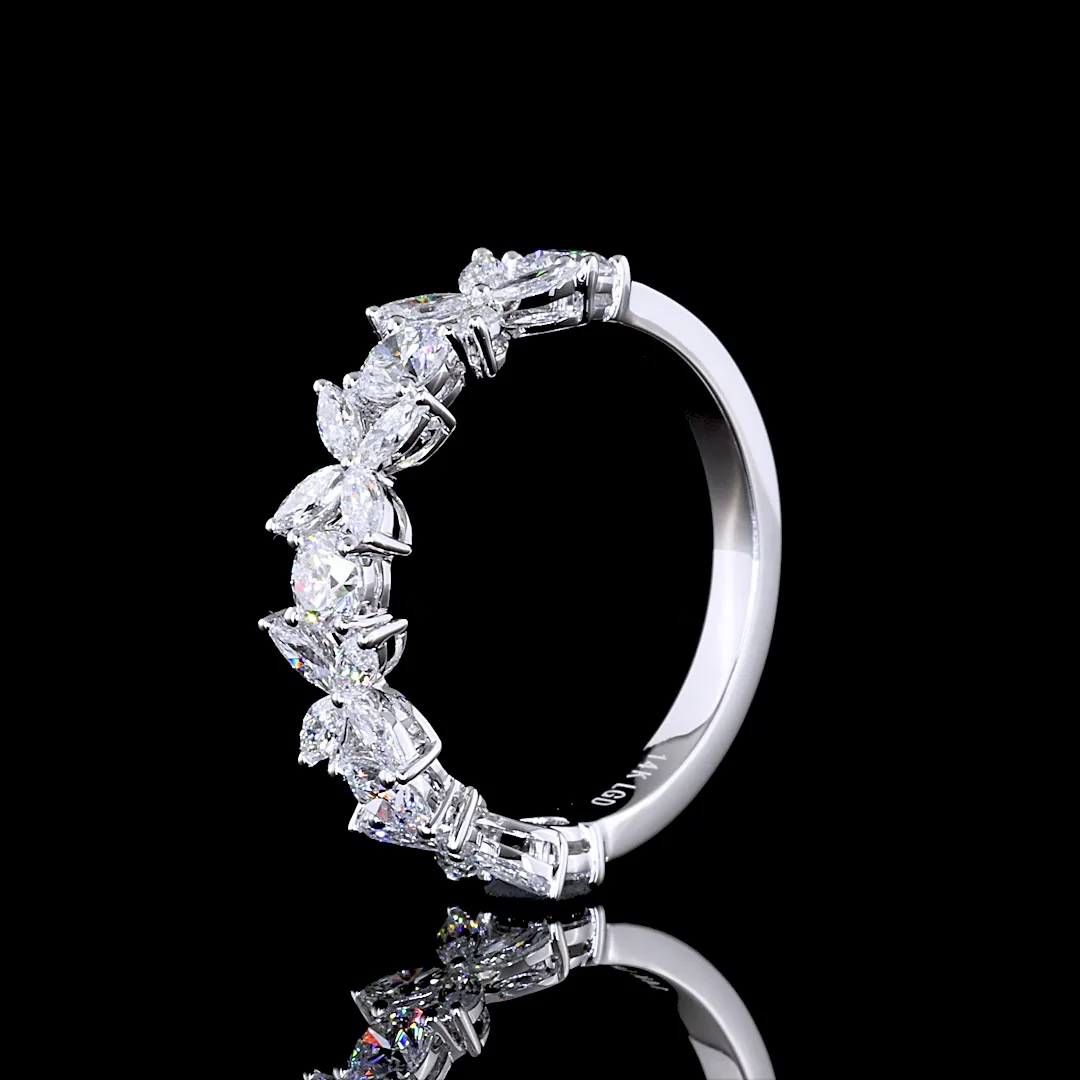 1.32 Cts 14k White Gold Marquise Shape Half Eternity Eternity Band - Image 4