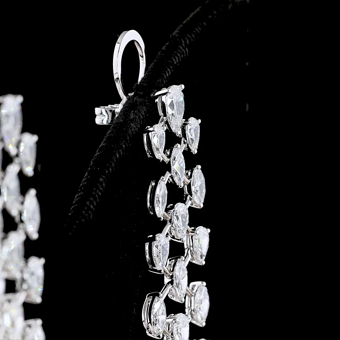 10.03 Cts 14k White Gold Pear Shape Hanging Earring - Image 2