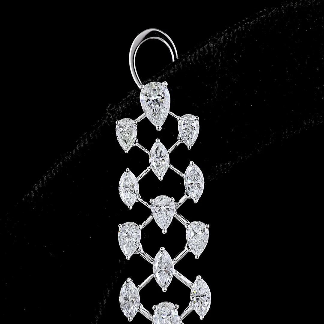10.03 Cts 14k White Gold Pear Shape Hanging Earring - Image 3
