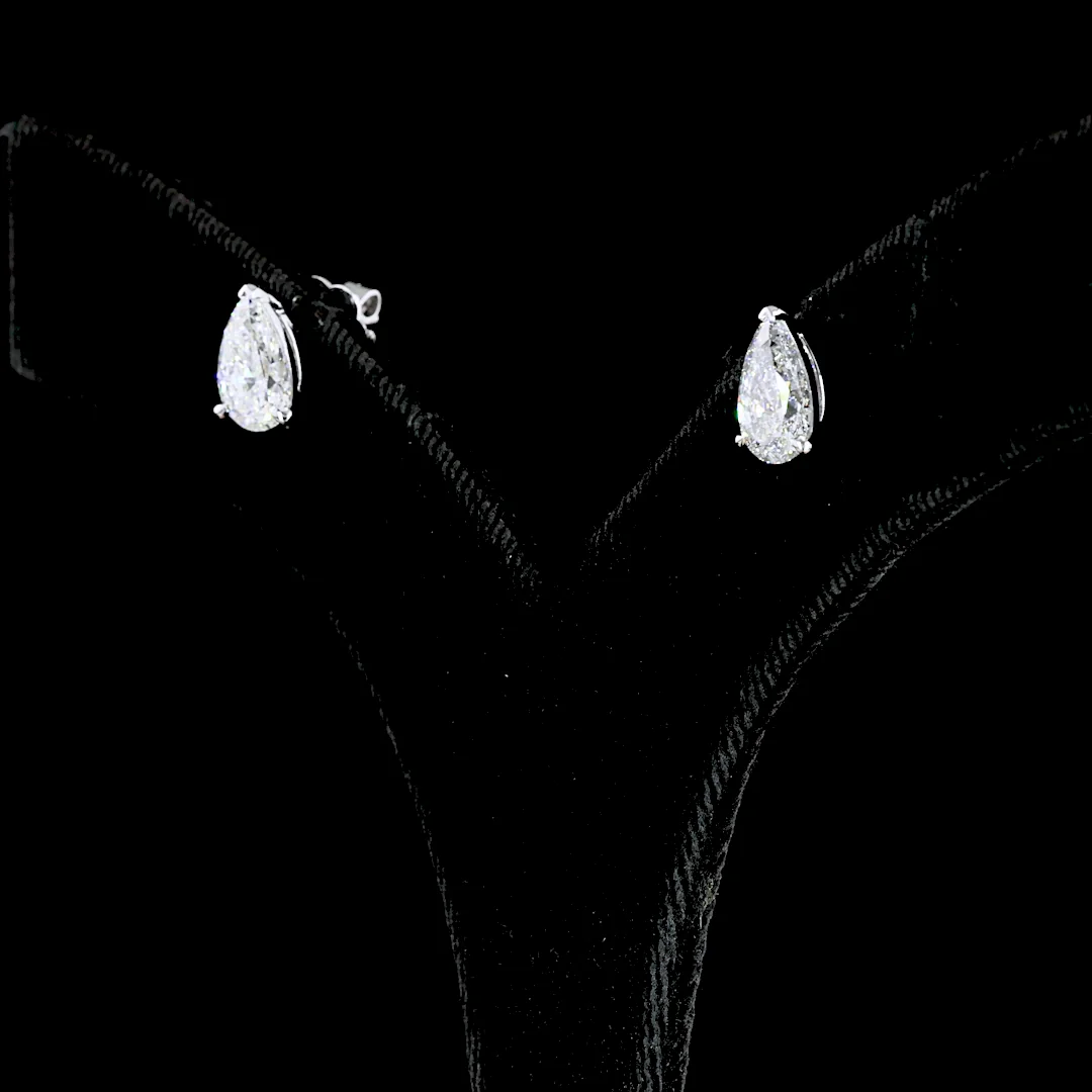 2.36 Cts 14k White Gold Pear Shape Studs Earring - Image 2
