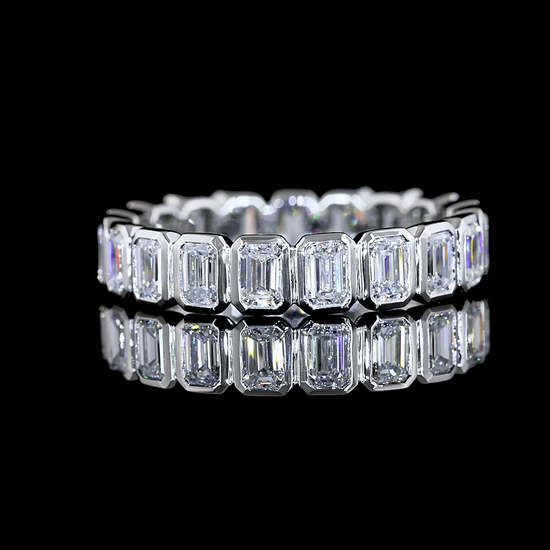 1.85 Cts Platinum Emerald Shape Eternity Band Eternity Band - Video